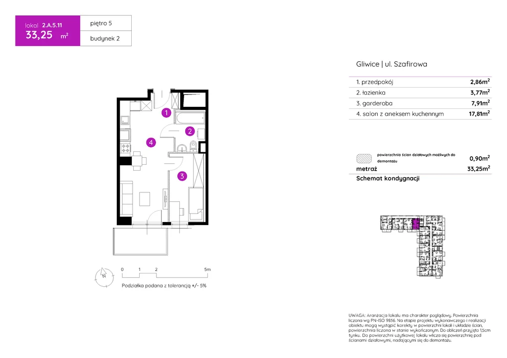 Mieszkanie na sprzedaż, 33,15 m², 1 pokój, 5 piętro, oferta nr 120166/78/OMS