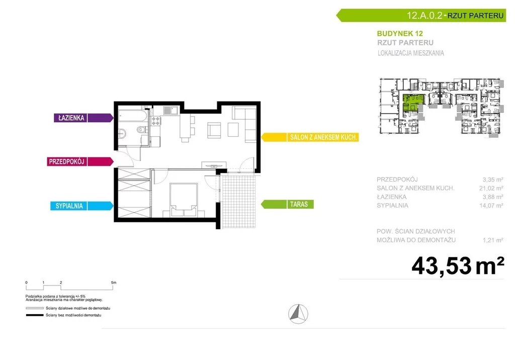 Mieszkanie na sprzedaż, 42,81 m², 2 pokoje, parter, oferta nr 116114/78/OMS