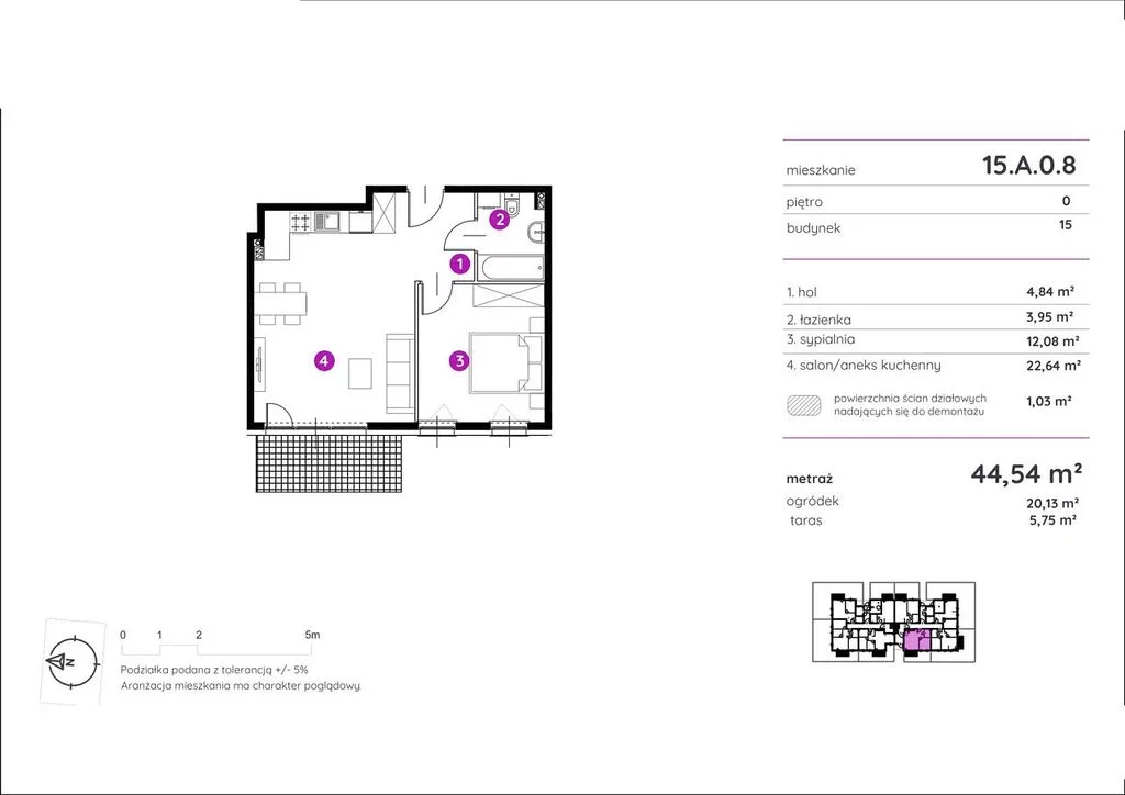 Mieszkanie na sprzedaż, 44,52 m², 2 pokoje, parter, oferta nr 119894/78/OMS