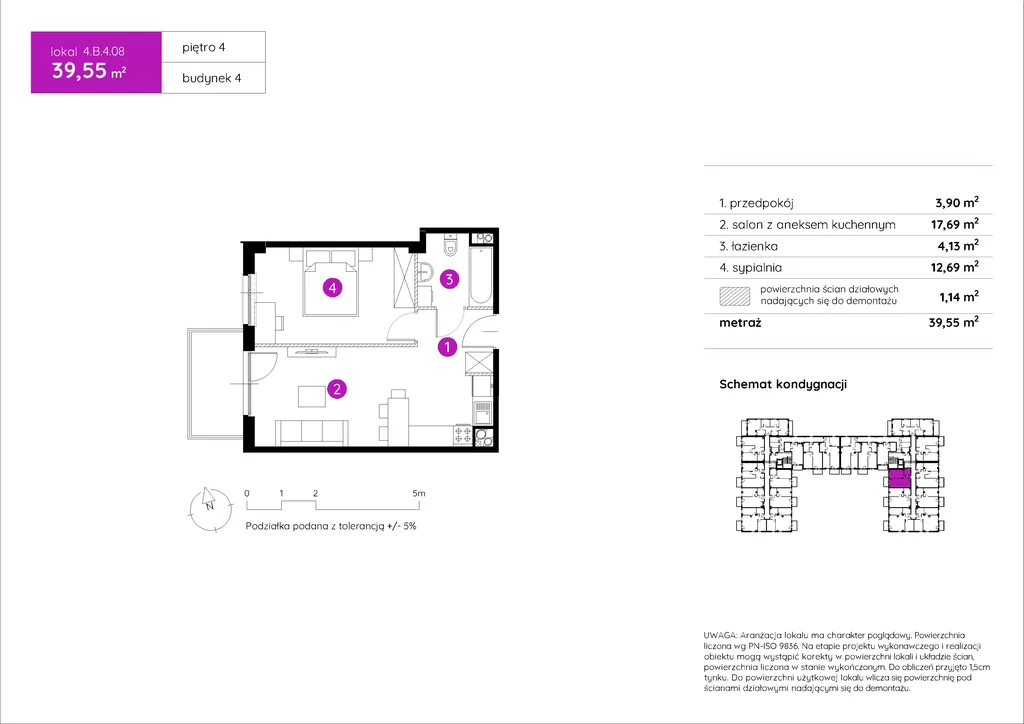 Mieszkanie na sprzedaż, 39,55 m², 2 pokoje, 4 piętro, oferta nr 120594/78/OMS