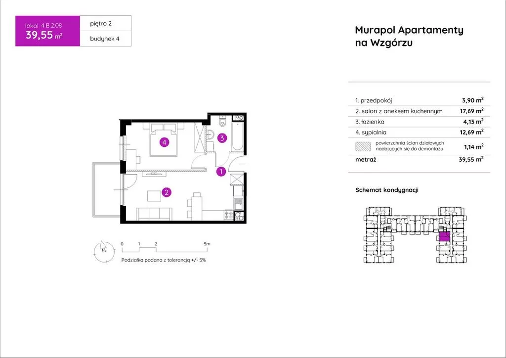 Mieszkanie na sprzedaż, 39,55 m², 2 pokoje, 2 piętro, oferta nr 121065/78/OMS