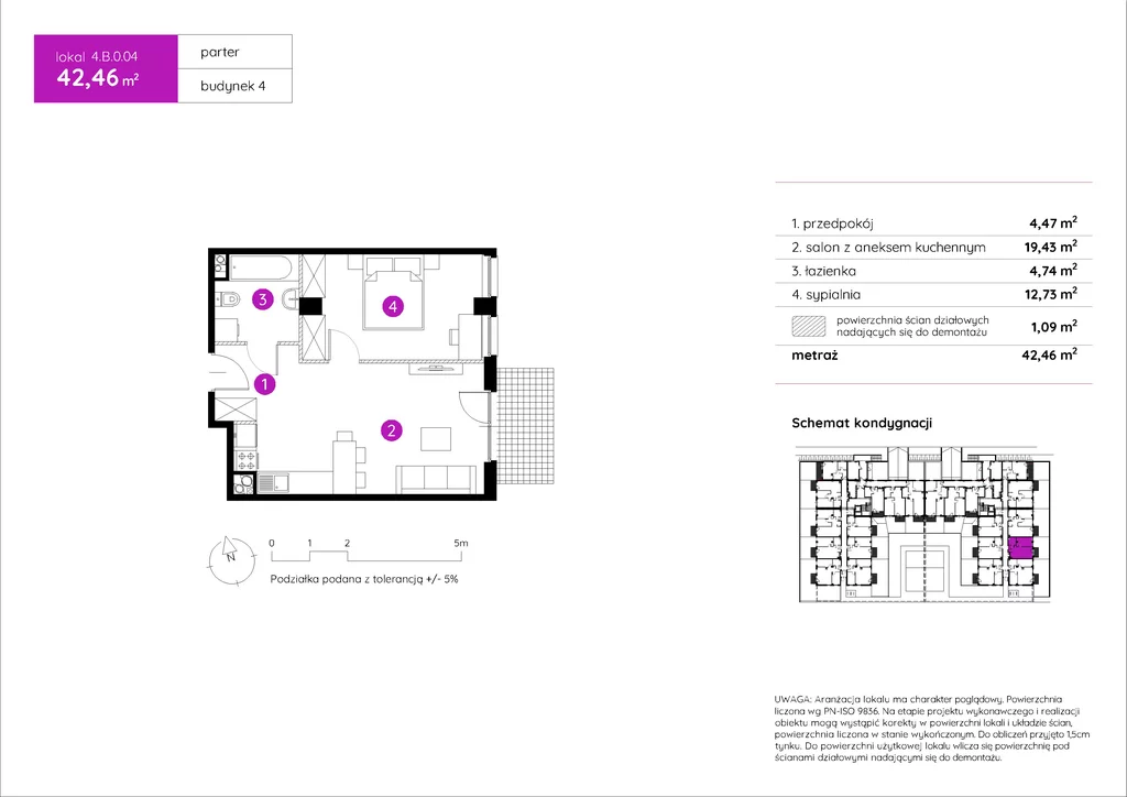 Mieszkanie na sprzedaż, 42,46 m², 2 pokoje, parter, oferta nr 120639/78/OMS