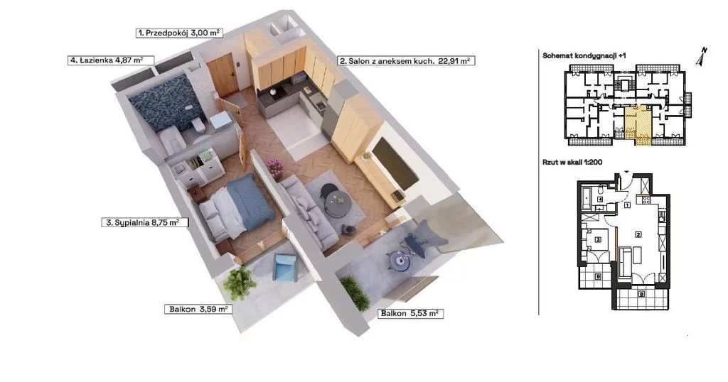 Mieszkanie na sprzedaż, 40,19 m², 2 pokoje, 1 piętro, oferta nr 121848/78/OMS