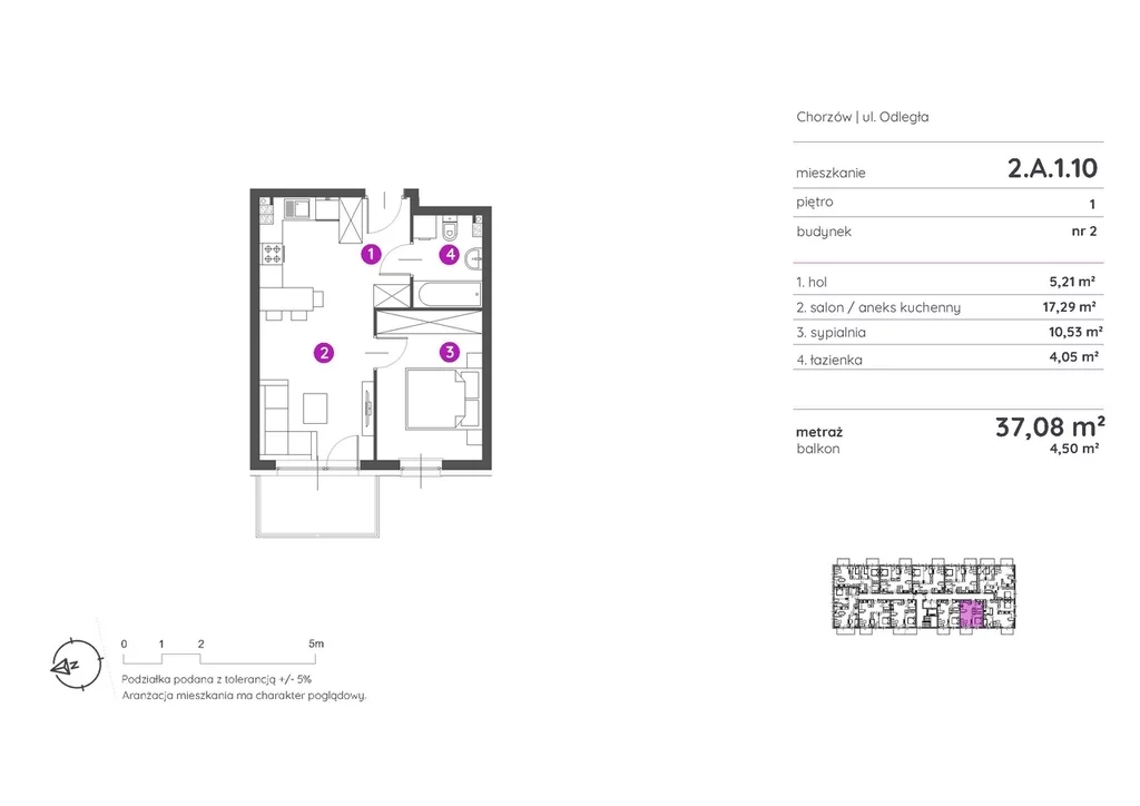 Mieszkanie na sprzedaż, 37,08 m², 2 pokoje, 1 piętro, oferta nr 116678/78/OMS