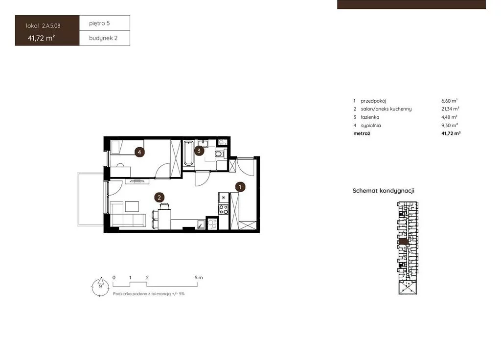 Mieszkanie na sprzedaż, 41,72 m², 2 pokoje, 5 piętro, oferta nr 122368/78/OMS