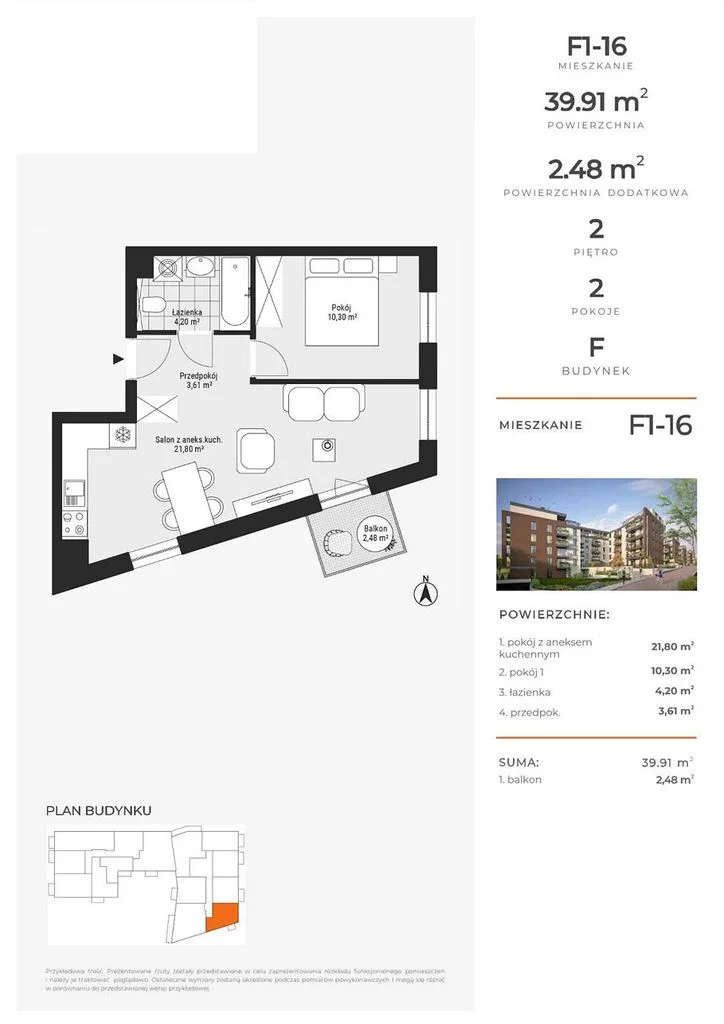 Mieszkanie na sprzedaż, 39,91 m², 2 pokoje, 2 piętro, oferta nr 121819/78/OMS