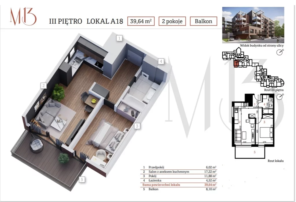 Mieszkanie na sprzedaż, 39,64 m², 2 pokoje, 3 piętro, oferta nr 122470/78/OMS