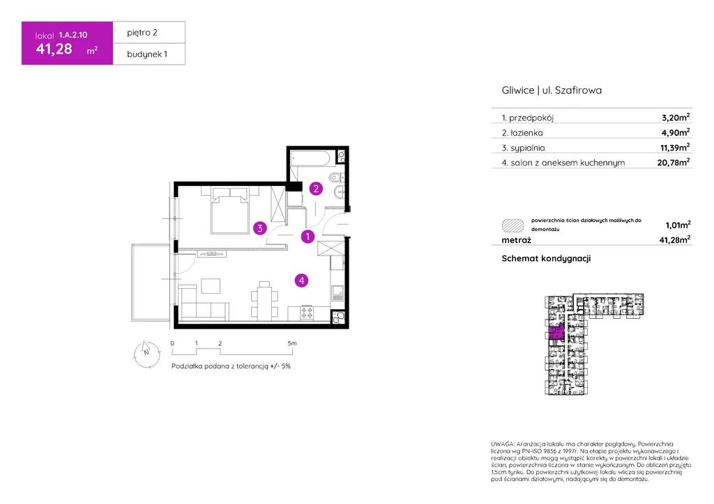 Mieszkanie na sprzedaż, 41,28 m², 2 pokoje, 2 piętro, oferta nr 120292/78/OMS