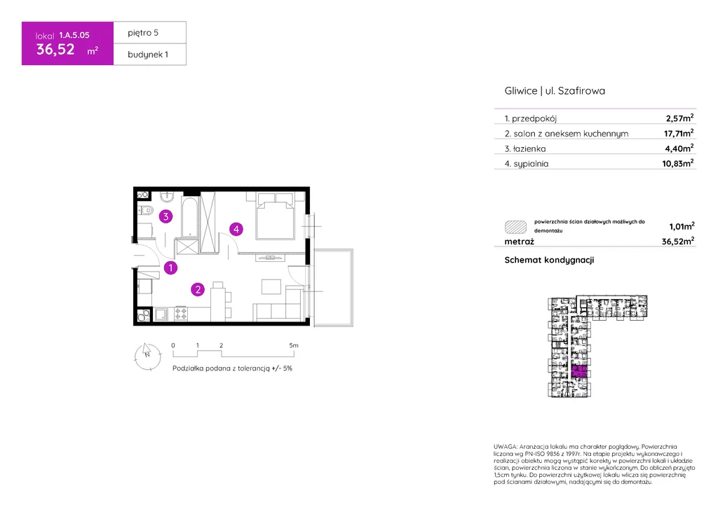 Mieszkanie na sprzedaż, 36,52 m², 2 pokoje, 5 piętro, oferta nr 120255/78/OMS