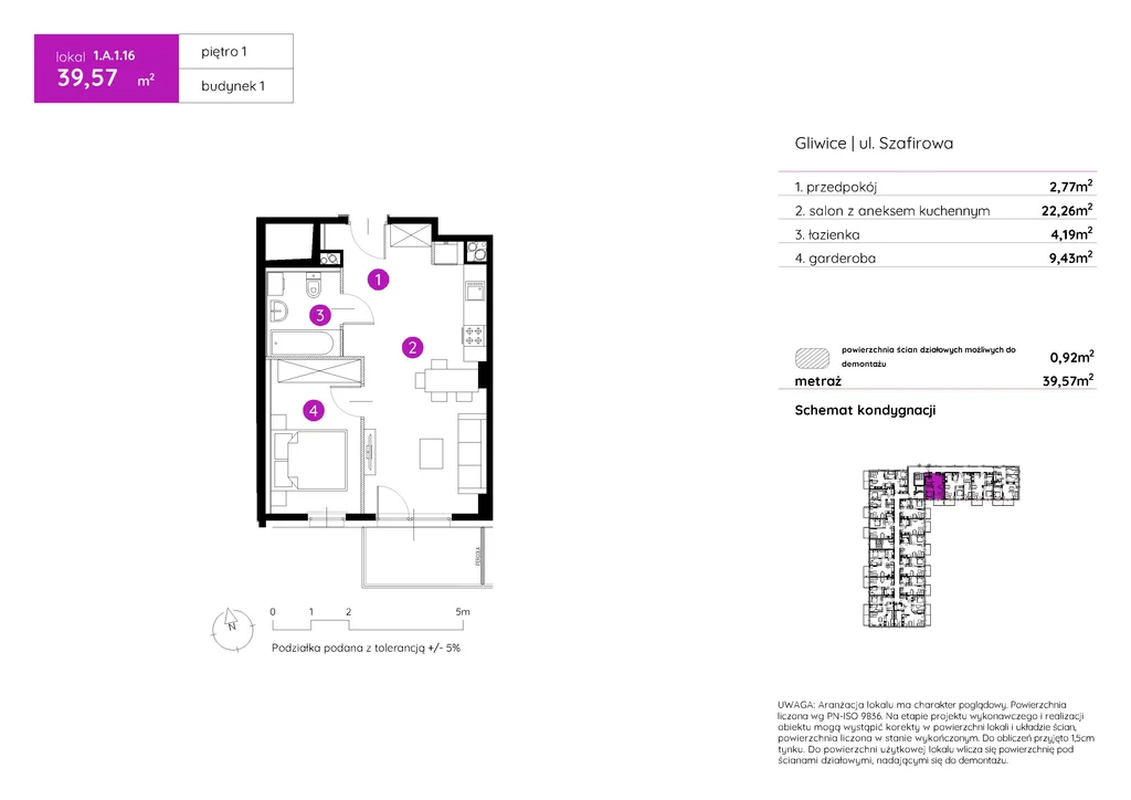 Mieszkanie na sprzedaż, 39,57 m², 2 pokoje, 1 piętro, oferta nr 120278/78/OMS