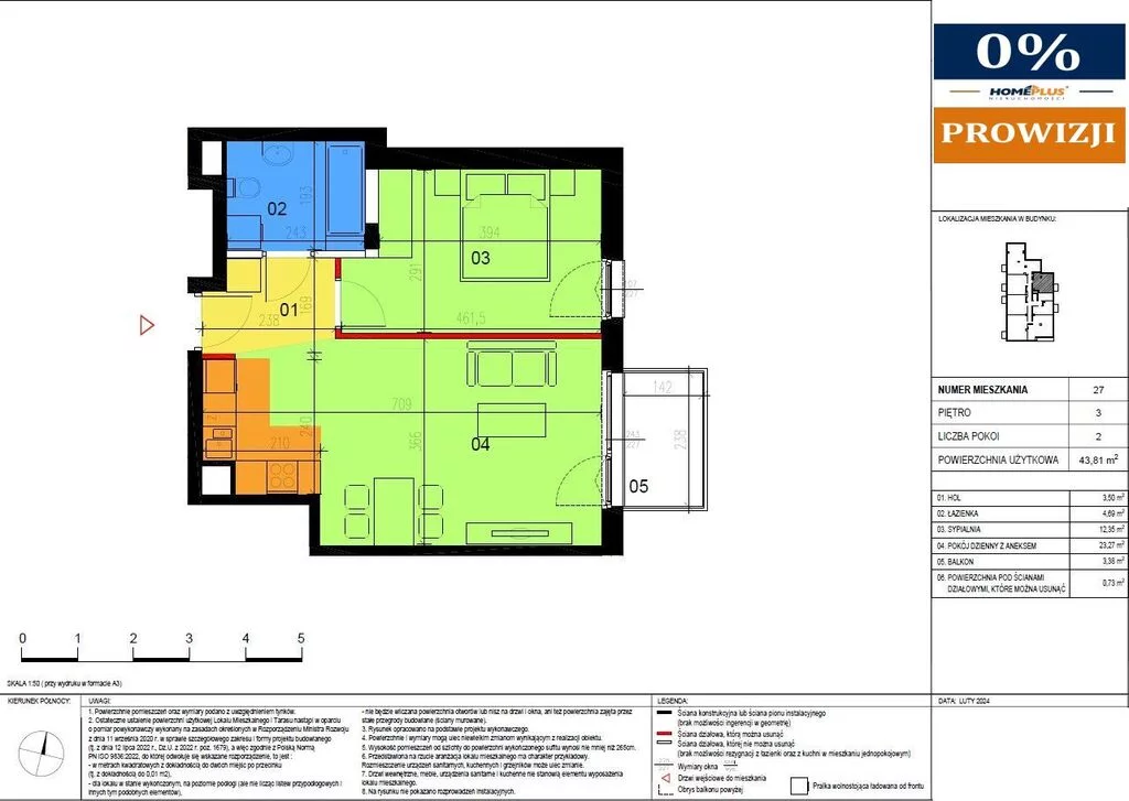 2 pokoje, mieszkanie 43,81 m², piętro 3, oferta nr , 124161/78/OMS, Warszawa, Wawer, Wawer, Szpacza