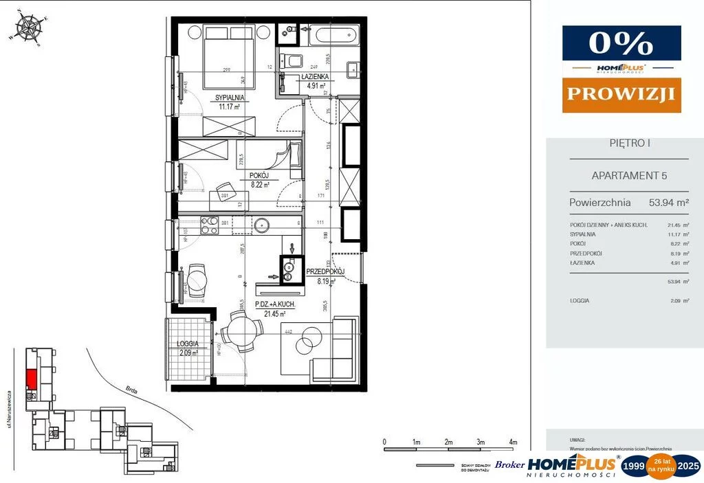 3 pokoje, mieszkanie 53,94 m², piętro 1, oferta nr , 124237/78/OMS, Bydgoszcz, Okole, Adama Naruszewicza