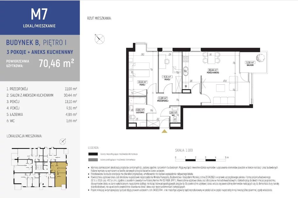 Apartament na sprzedaż, 70,46 m², 3 pokoje, piętro 1, oferta nr 108366/78/OMS