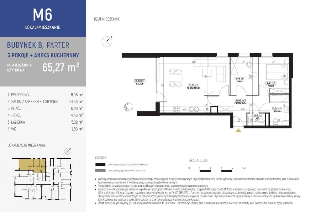 Mieszkanie na sprzedaż, 65,27 m², 3 pokoje, parter, oferta nr 115590/78/OMS