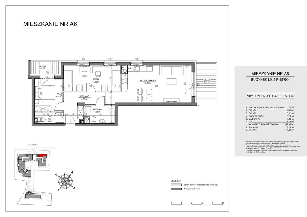 3 pokoje, mieszkanie 62,89 m², piętro 1, oferta nr , 122949/78/OMS, Toruń, Winnica, Lubicka
