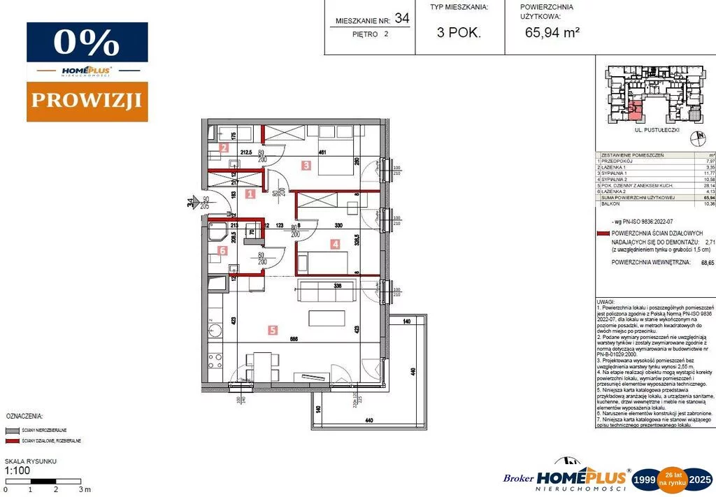 3 pokoje, mieszkanie 65,94 m², piętro 2, oferta nr , 124193/78/OMS, Warszawa, Ursynów, Ursynów, Pustułeczki