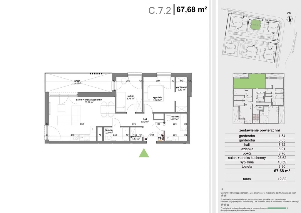 Mieszkanie na sprzedaż, 67,68 m², 3 pokoje, 7 piętro, oferta nr 110304/78/OMS