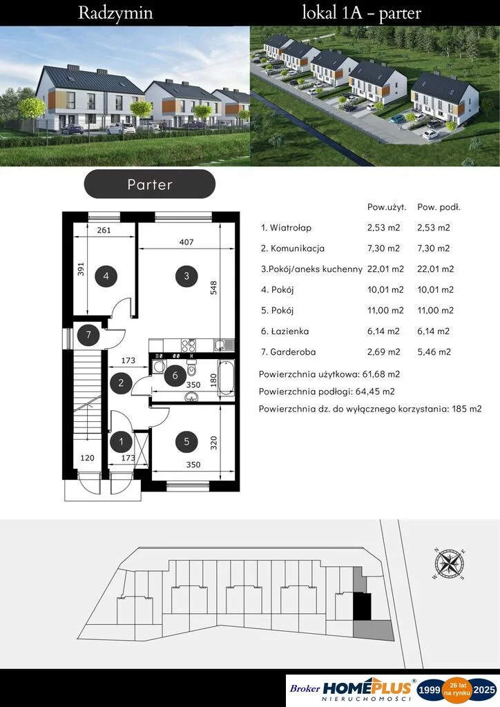3 pokoje, mieszkanie 64,45 m², parter, oferta nr , 124094/78/OMS, Radzymin, Sybiraków
