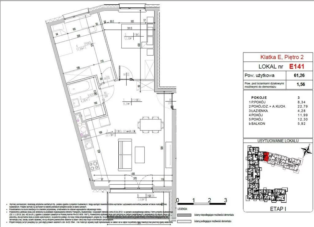 Mieszkanie na sprzedaż, 61,12 m², 3 pokoje, 2 piętro, oferta nr 122472/78/OMS