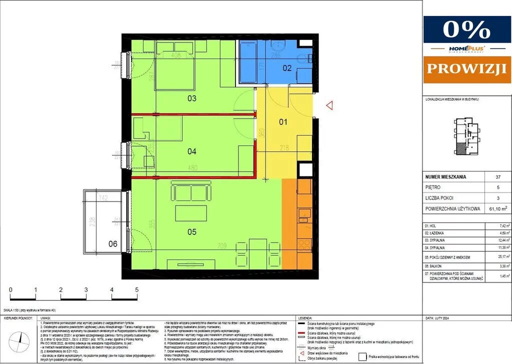 3 pokoje, mieszkanie 61,10 m², piętro 5, oferta nr , 124165/78/OMS, Warszawa, Wawer, Wawer, Szpacza