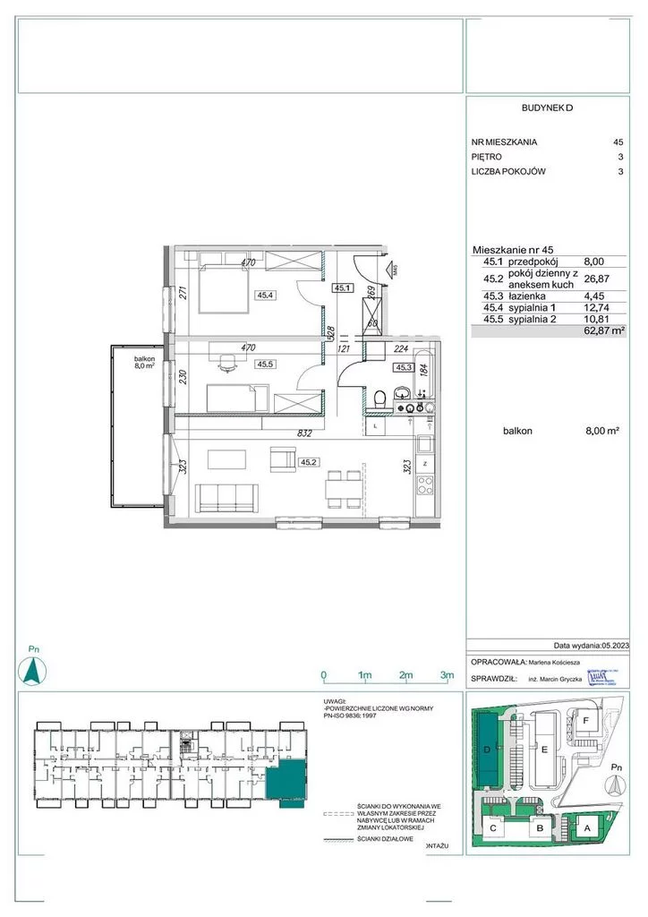 Mieszkanie na sprzedaż, 62,87 m², 3 pokoje, 4 piętro, oferta nr 119806/78/OMS