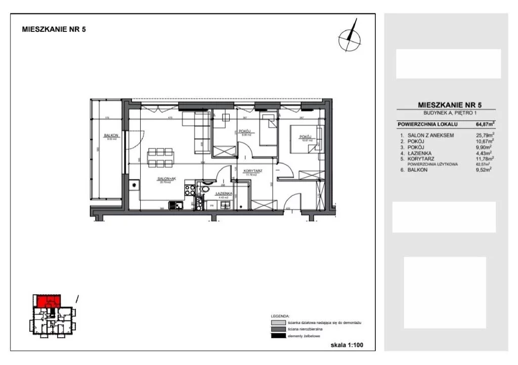 3 pokoje, mieszkanie 62,32 m², piętro 1, oferta nr , 122935/78/OMS, Toruń, Winnica, Winnica