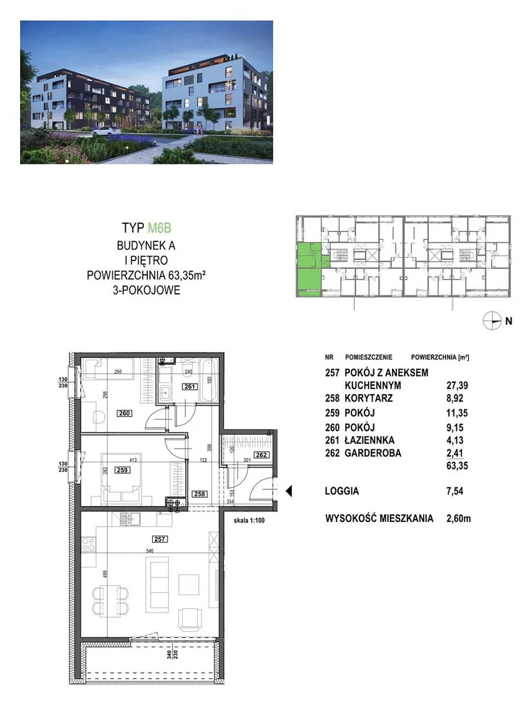 Mieszkanie na sprzedaż, 63,35 m², 3 pokoje, 1 piętro, oferta nr 121985/78/OMS