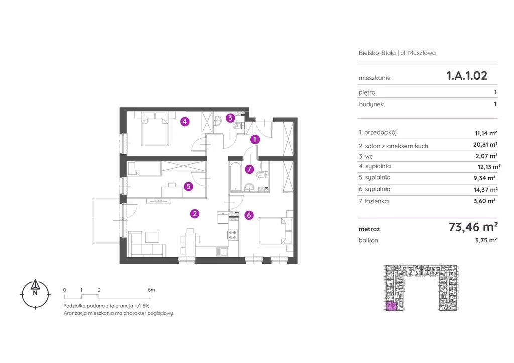 Mieszkanie na sprzedaż, 73,46 m², 4 pokoje, 1 piętro, oferta nr 116830/78/OMS