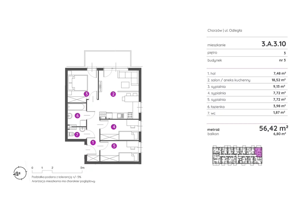 Mieszkanie na sprzedaż, 56,42 m², 4 pokoje, 3 piętro, oferta nr 116730/78/OMS