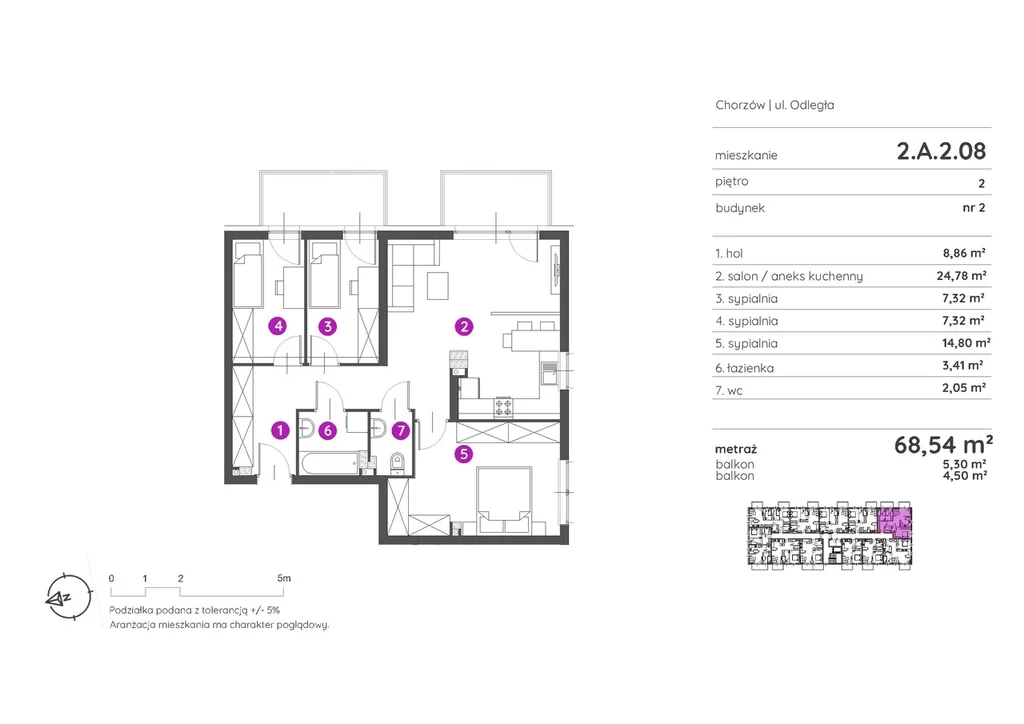 Mieszkanie na sprzedaż, 68,54 m², 4 pokoje, 2 piętro, oferta nr 117554/78/OMS