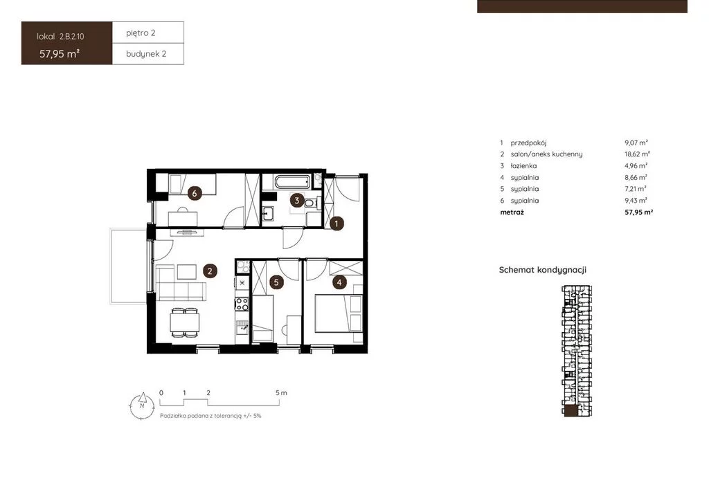 Mieszkanie na sprzedaż, 57,95 m², 4 pokoje, 2 piętro, oferta nr 122435/78/OMS