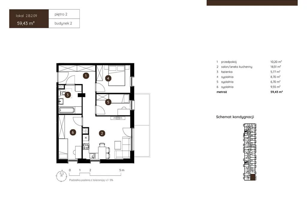 Mieszkanie na sprzedaż, 59,43 m², 4 pokoje, 2 piętro, oferta nr 122448/78/OMS