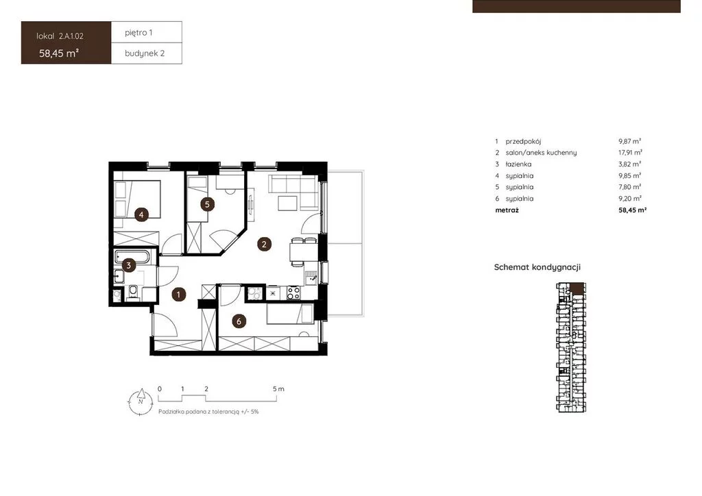 Mieszkanie na sprzedaż, 58,45 m², 4 pokoje, 1 piętro, oferta nr 122438/78/OMS