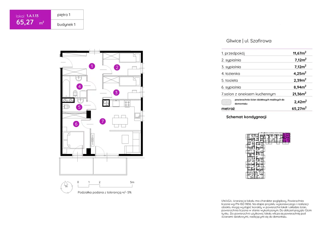 Mieszkanie na sprzedaż, 65,27 m², 4 pokoje, 1 piętro, oferta nr 120374/78/OMS