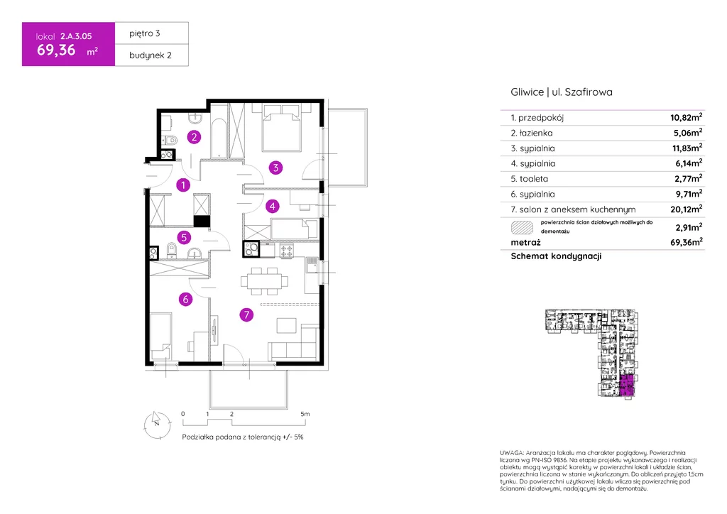 Mieszkanie na sprzedaż, 69,36 m², 4 pokoje, 3 piętro, oferta nr 120385/78/OMS