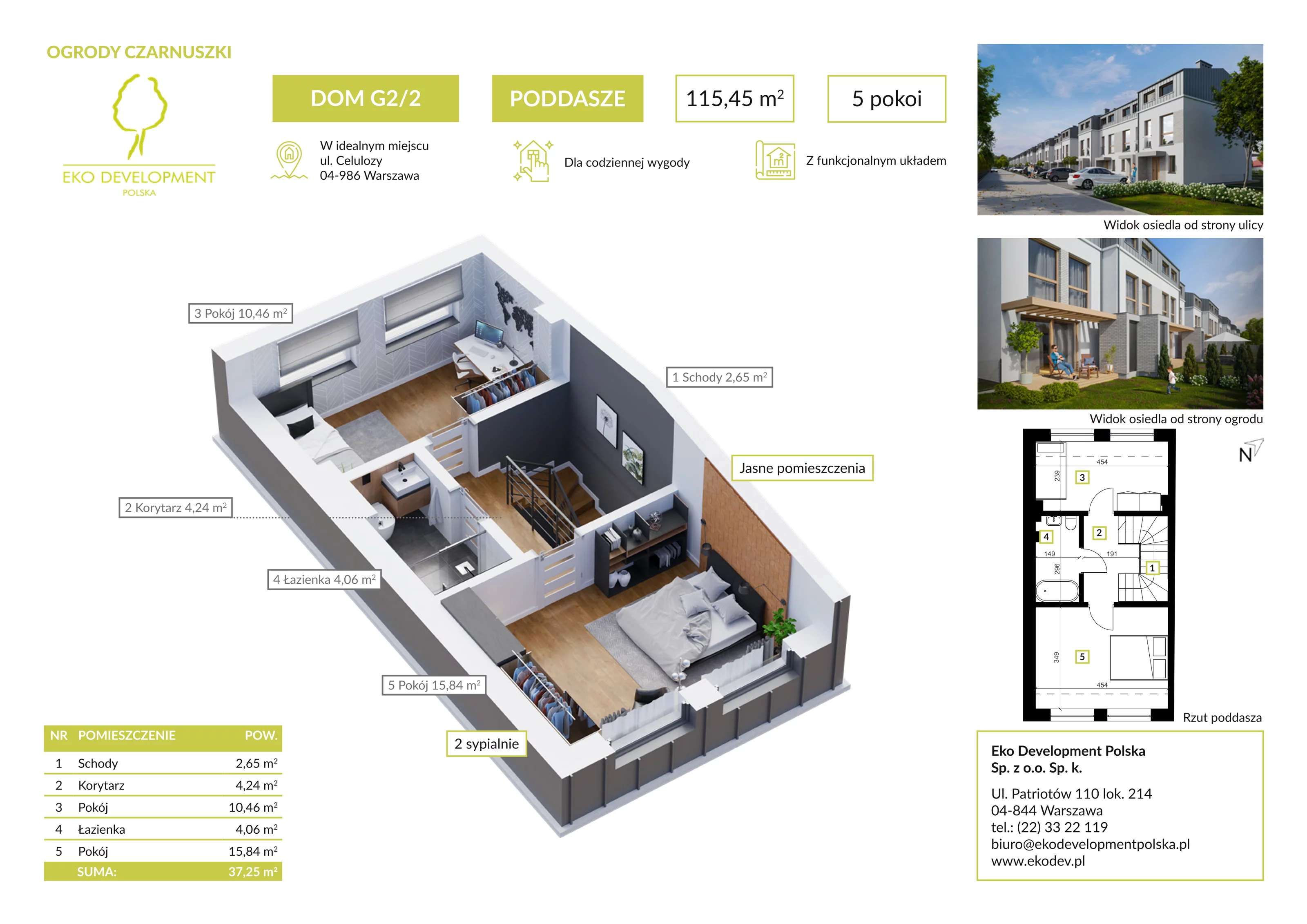 5 pokoi, mieszkanie 115,45 m², parter, oferta nr G2.2, Osiedle Ogrody Czarnuszki, Warszawa, Wawer, Nadwiśle, ul. Celulozy 32