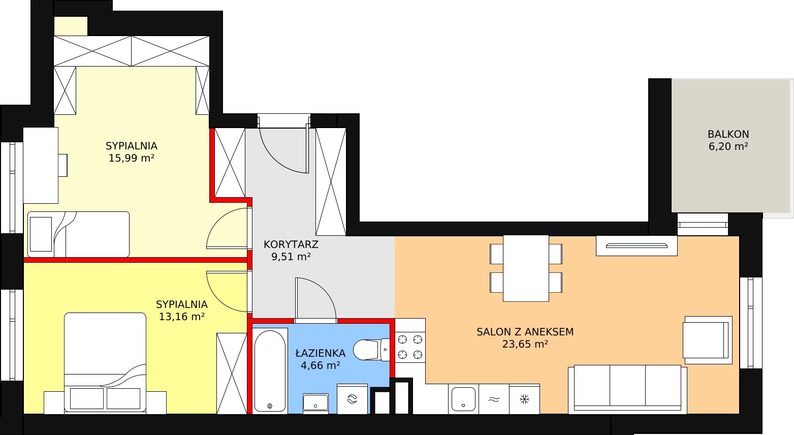 3 pokoje, mieszkanie 66,80 m², piętro 1, oferta nr B8, Osiedle Natura Life, Łomianki, ul. Fabryczna