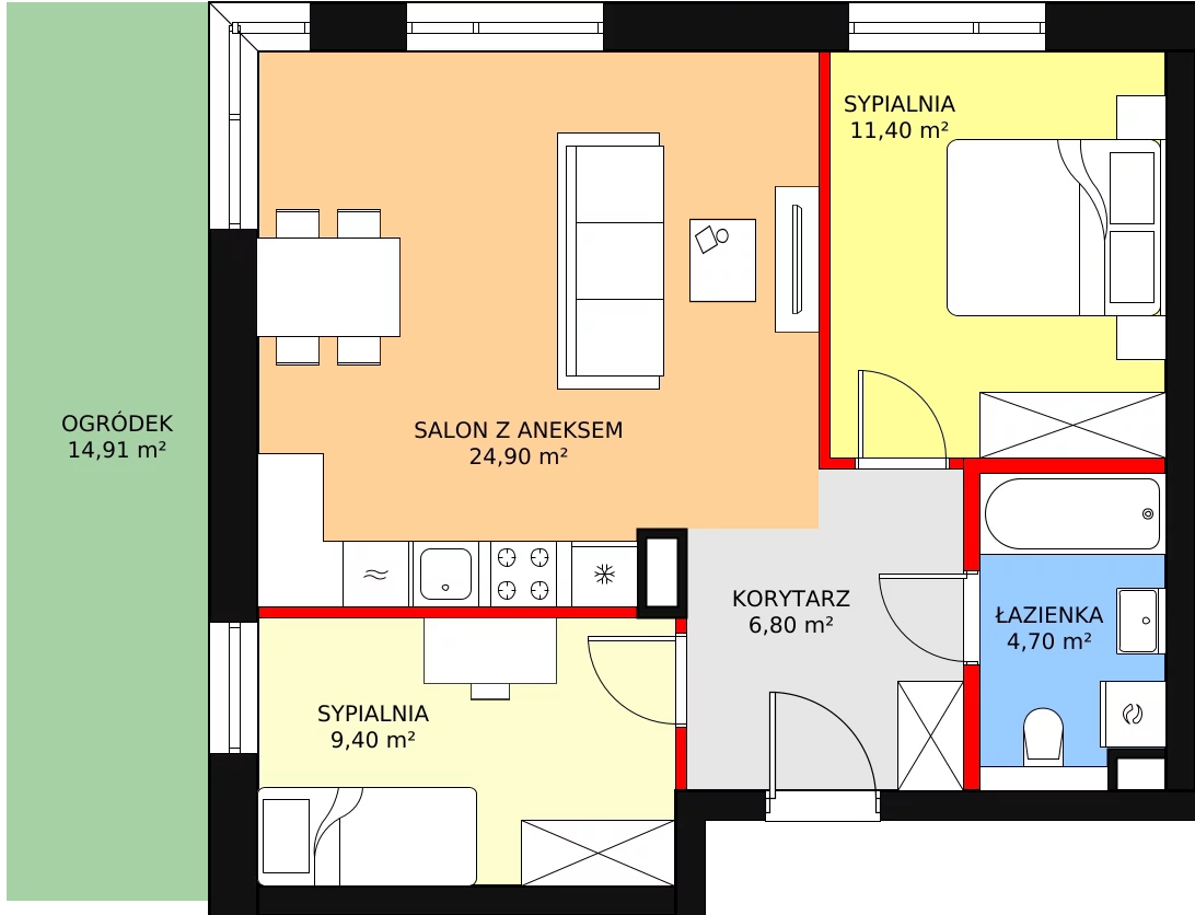 3 pokoje, mieszkanie 57,12 m², parter, oferta nr E6, Osiedle Natura Life, Łomianki, ul. Fabryczna