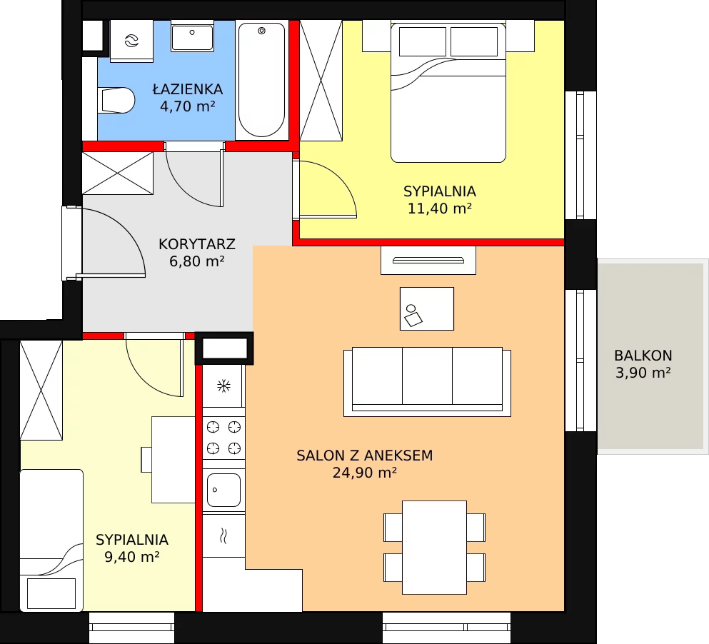 3 pokoje, mieszkanie 56,94 m², piętro 2, oferta nr E17, Osiedle Natura Life, Łomianki, ul. Fabryczna