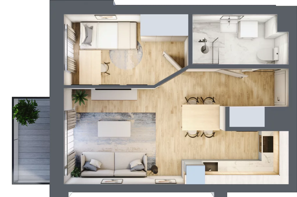 2 pokoje, mieszkanie 37,11 m², piętro 6, oferta nr A1.116, Osiedle Słoneczna, Marki, ul. Słoneczna / Promienna