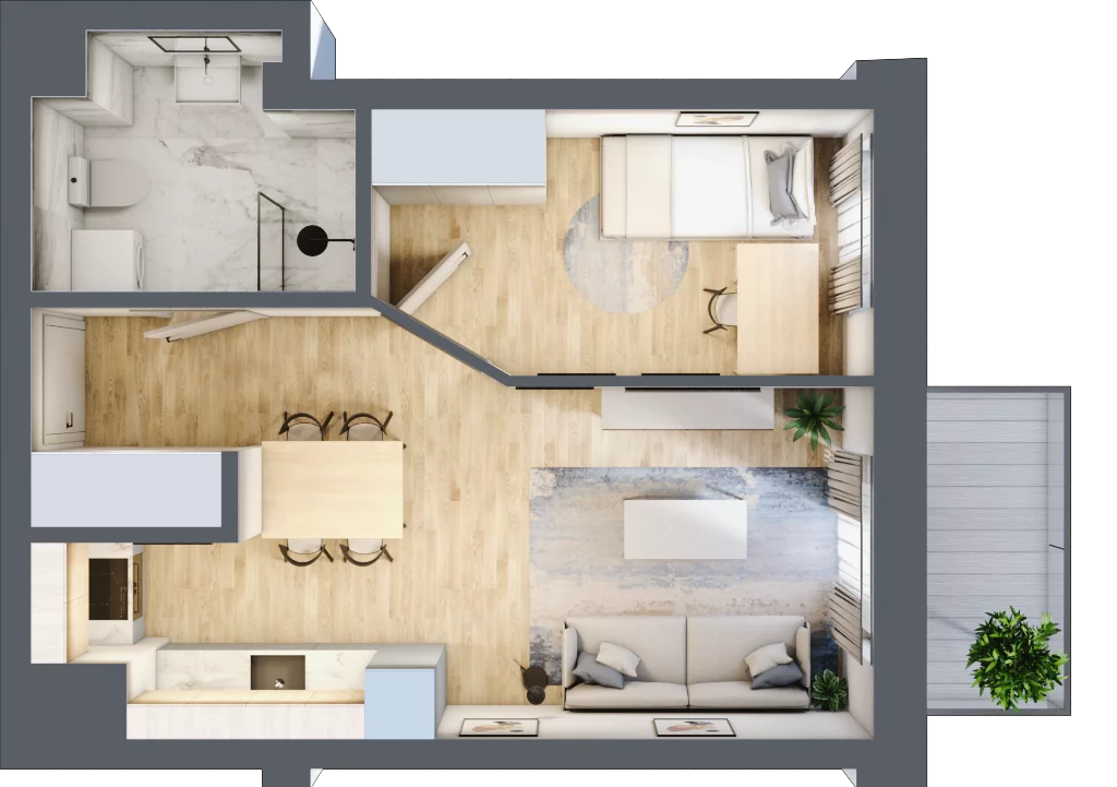 2 pokoje, mieszkanie 38,01 m², piętro 7, oferta nr Etap 1.51, Osiedle Słoneczna, Marki, ul. Słoneczna / Promienna