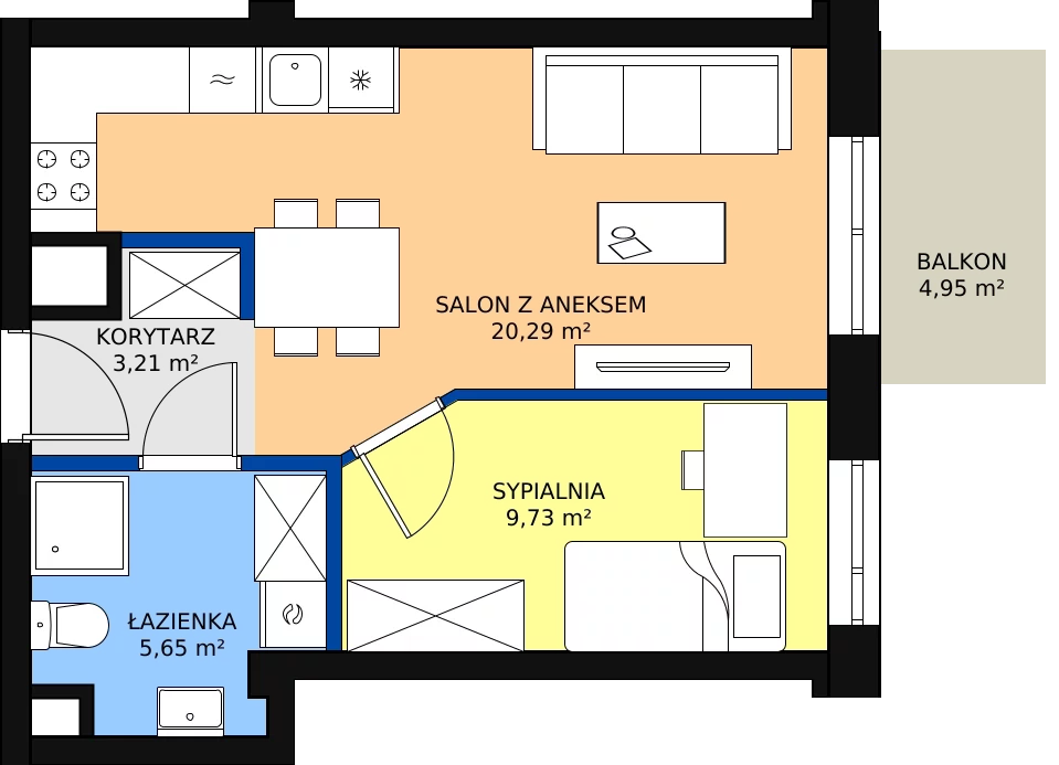 Zalety mieszkania 38.69 m², A1.124