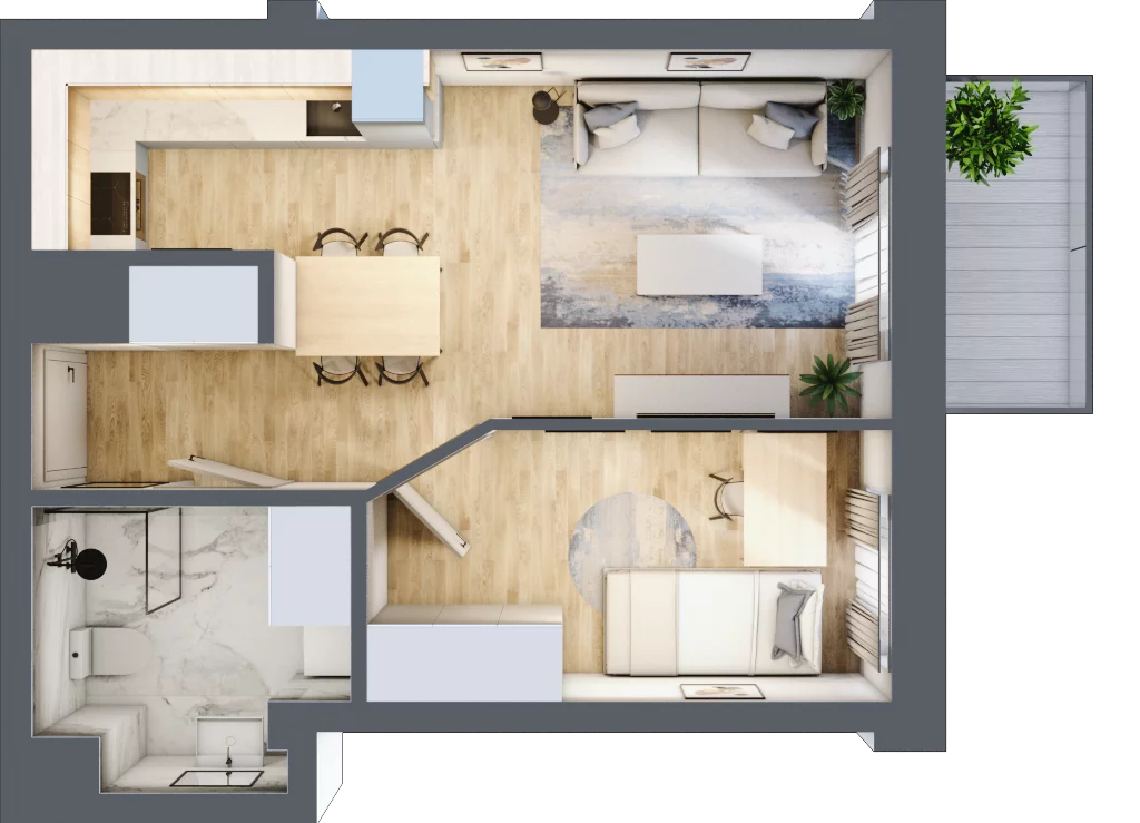 2 pokoje, mieszkanie 38,69 m², piętro 7, oferta nr A1.124, Osiedle Słoneczna, Marki, ul. Słoneczna / Promienna