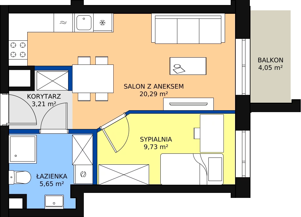 Zalety mieszkania 38.78 m², A1.135
