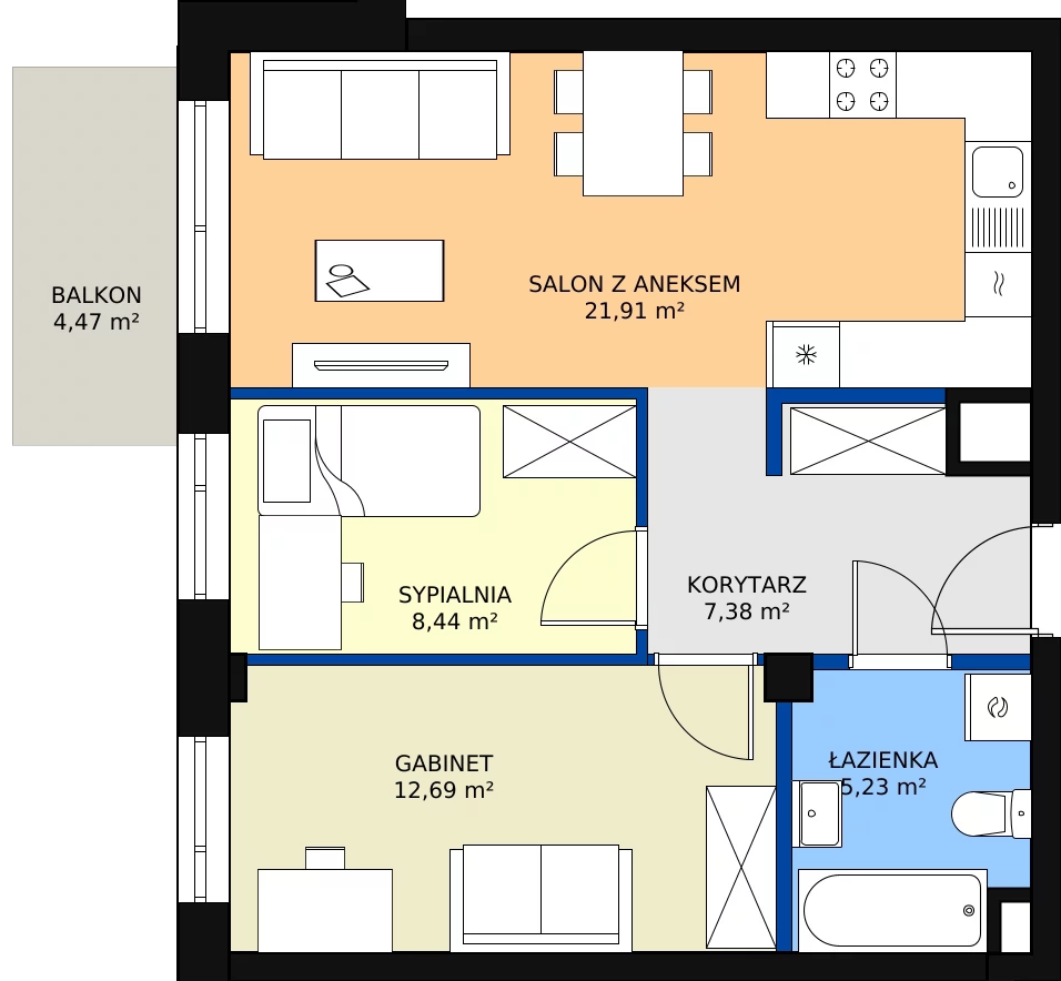 Zalety mieszkania 55.65 m², A1.48