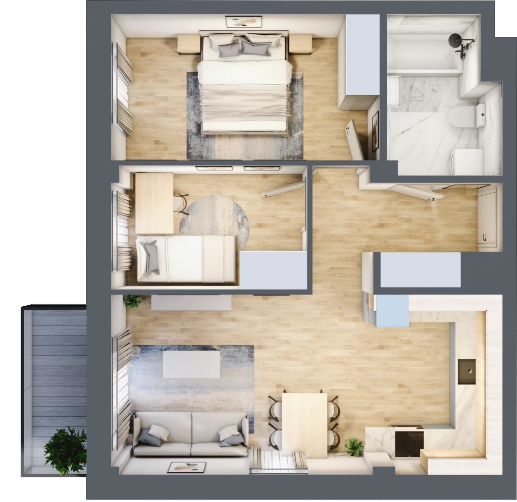 3 pokoje, mieszkanie 58,09 m², piętro 4, oferta nr A1.31, Osiedle Słoneczna, Marki, ul. Słoneczna / Promienna