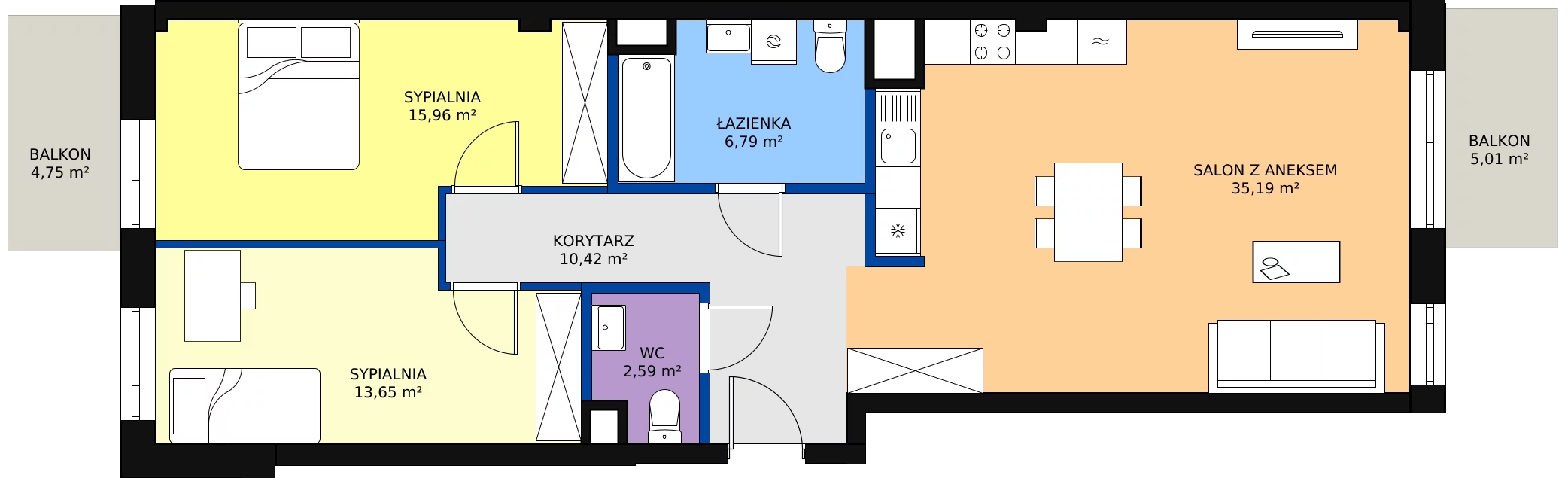 Zalety mieszkania 84.6 m², A1.19