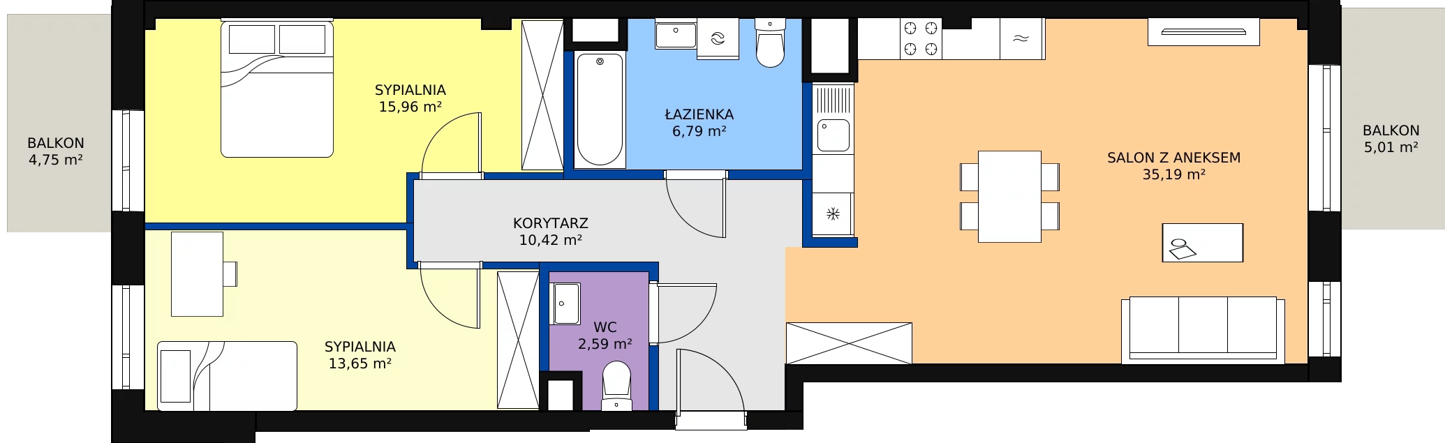 Zalety mieszkania 84.6 m², A1.26