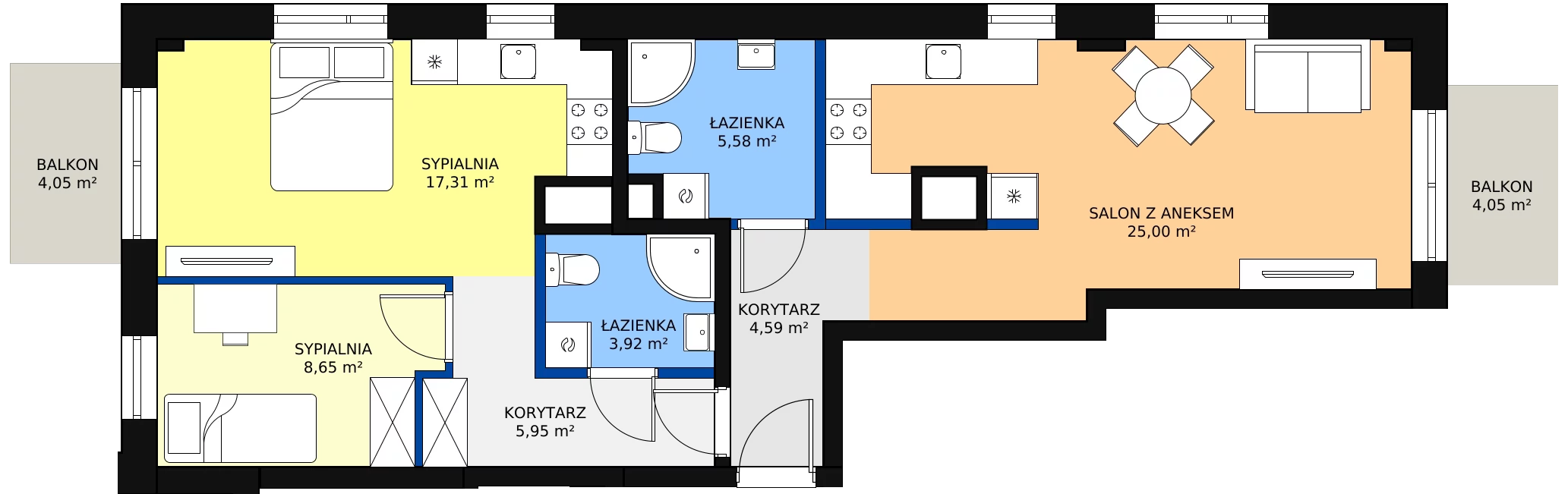 Zalety mieszkania 71 m², B1.1