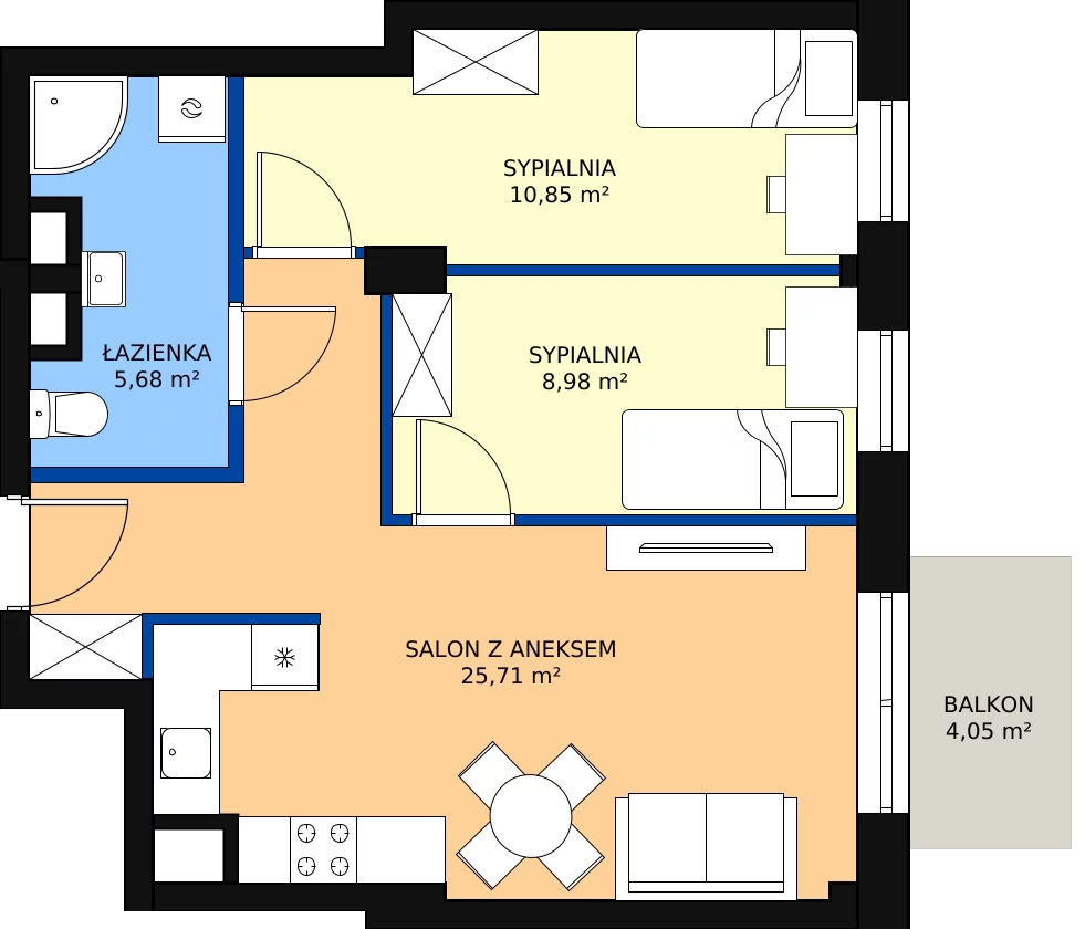 Zalety mieszkania 51.22 m², B1.2